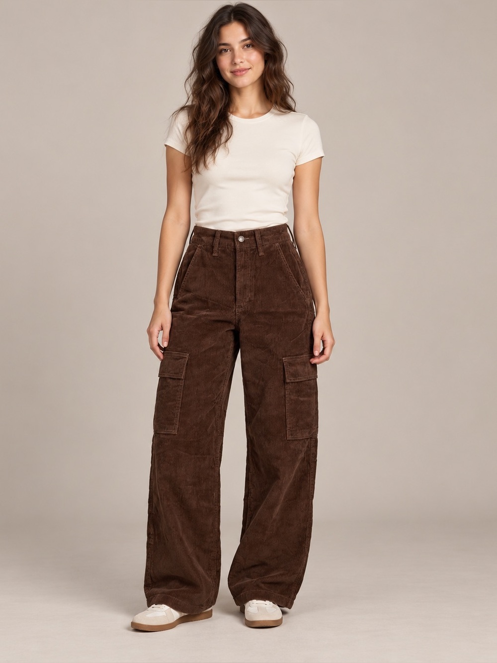 Hollister Brown Corduroy Ultra High-Rise Baggy Pants Size 3R W26